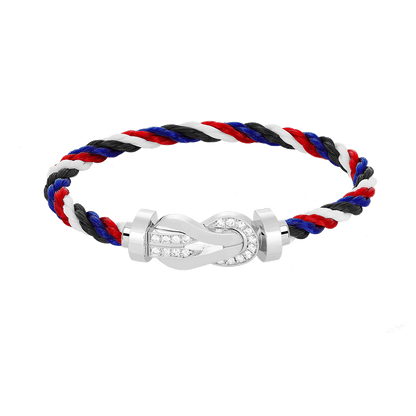 [baslovejewels]CHANCE LARGE 8 FIGURE BUCKLE HALF DIAMOND BRACELET SILVER