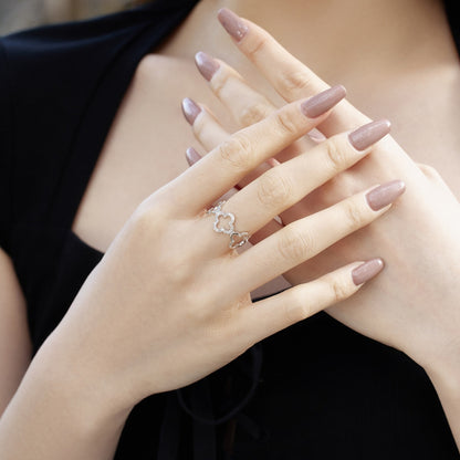 [baslovejewels]Hollow Design Four-Leaf Clover Flower Shape Ring