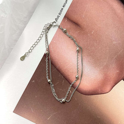 [baslovejewels]Delicate Bead Double Layer Bracelet