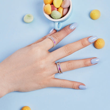 [baslovejewels]Dainty Kaleidoscopic Emerald Cut Daily Ring