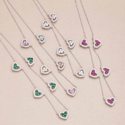 [baslovejewels]Sparkling Five Heart Necklace