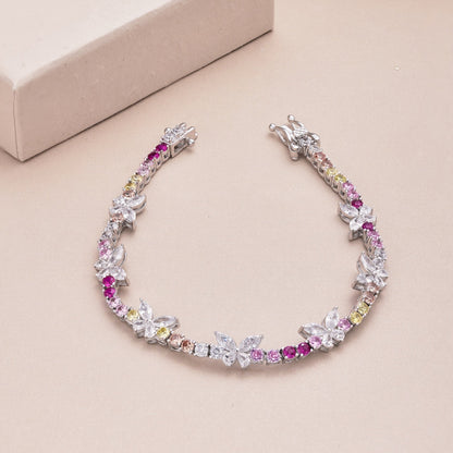 [baslovejewels]Ornate Colorful Butterfly Shape Round Cut Daily Bracelet
