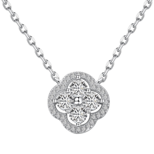 [baslovejewels]Exquisite Necklace With Four-Leaf Clover Flower Design