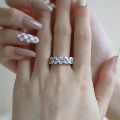 [baslovejewels]Dainty Elongated Cushion Cut Tennis Ring