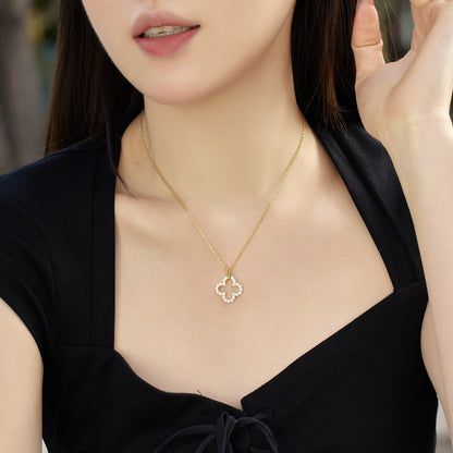 [baslovejewels]Four-Leaf Clover Hollow Design Exquisite Necklace