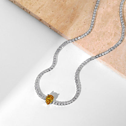 [baslovejewels]1.0 carat Unique Pear Cut Tennis Necklace