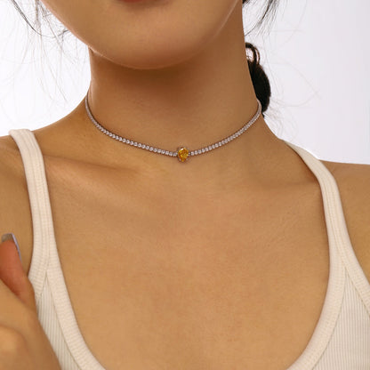 [baslovejewels]1.0 carat Unique Pear Cut Tennis Necklace