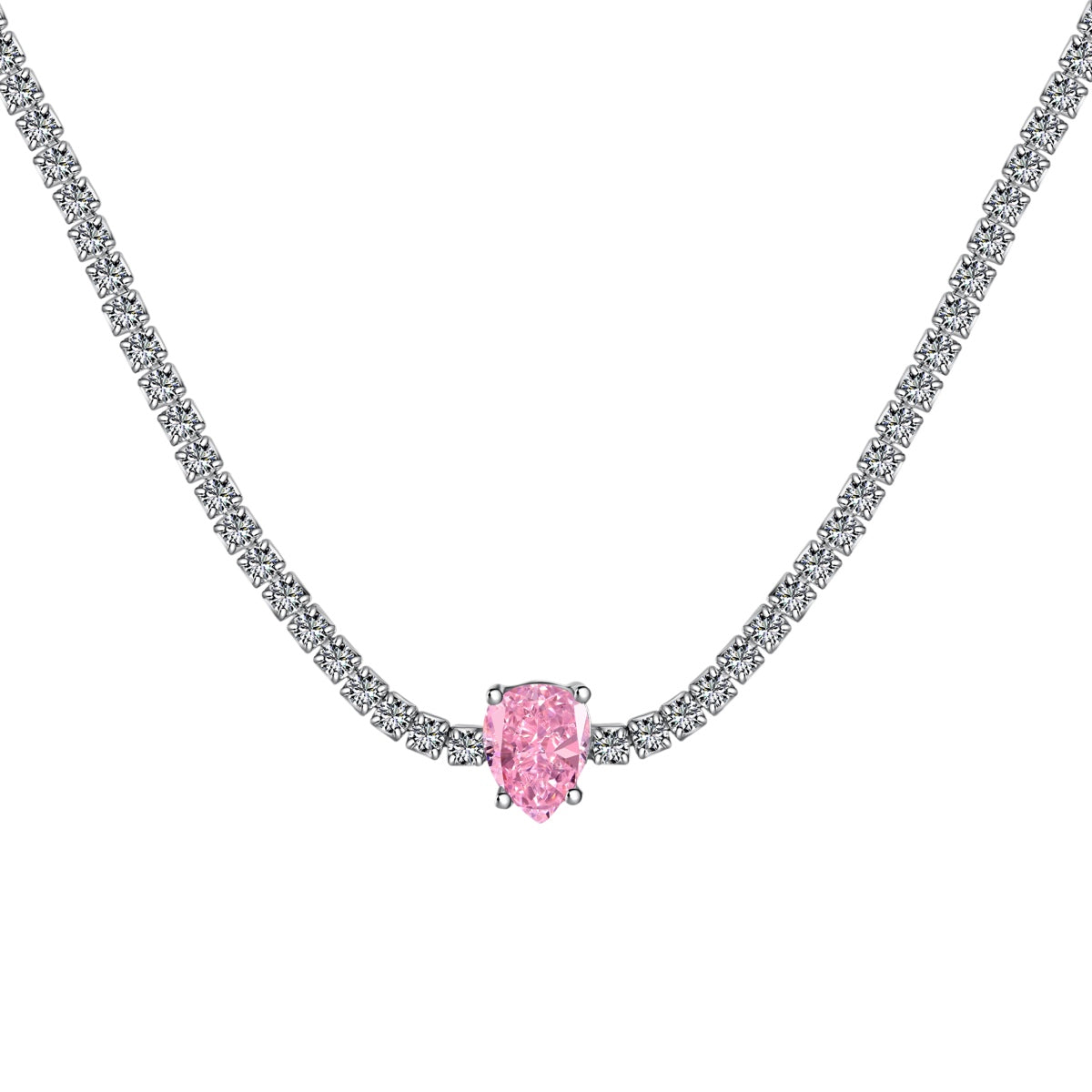 [baslovejewels]1.0 carat Unique Pear Cut Tennis Necklace