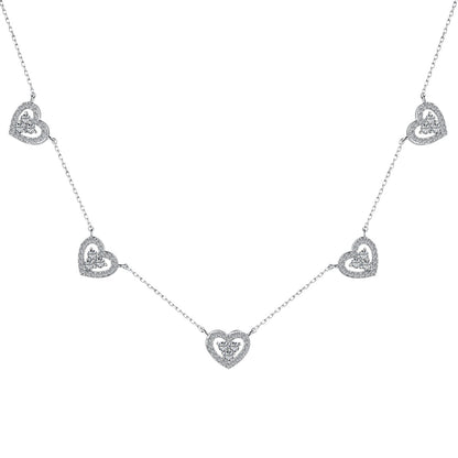 [baslovejewels]Sparkling Five Heart Necklace