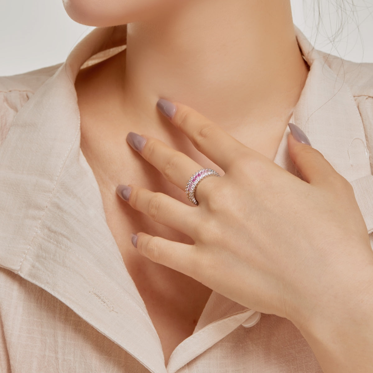 [baslovejewels]Ornate Colorful Radiant Cut Daily Ring