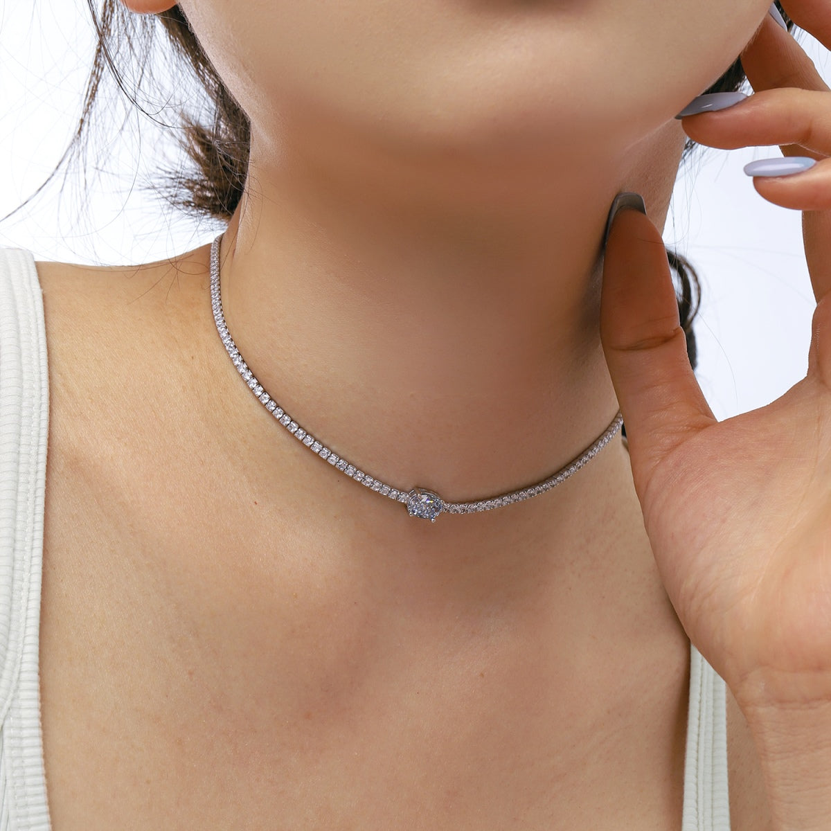 [baslovejewels]1.0 Carat Shining Oval Cut Necklace