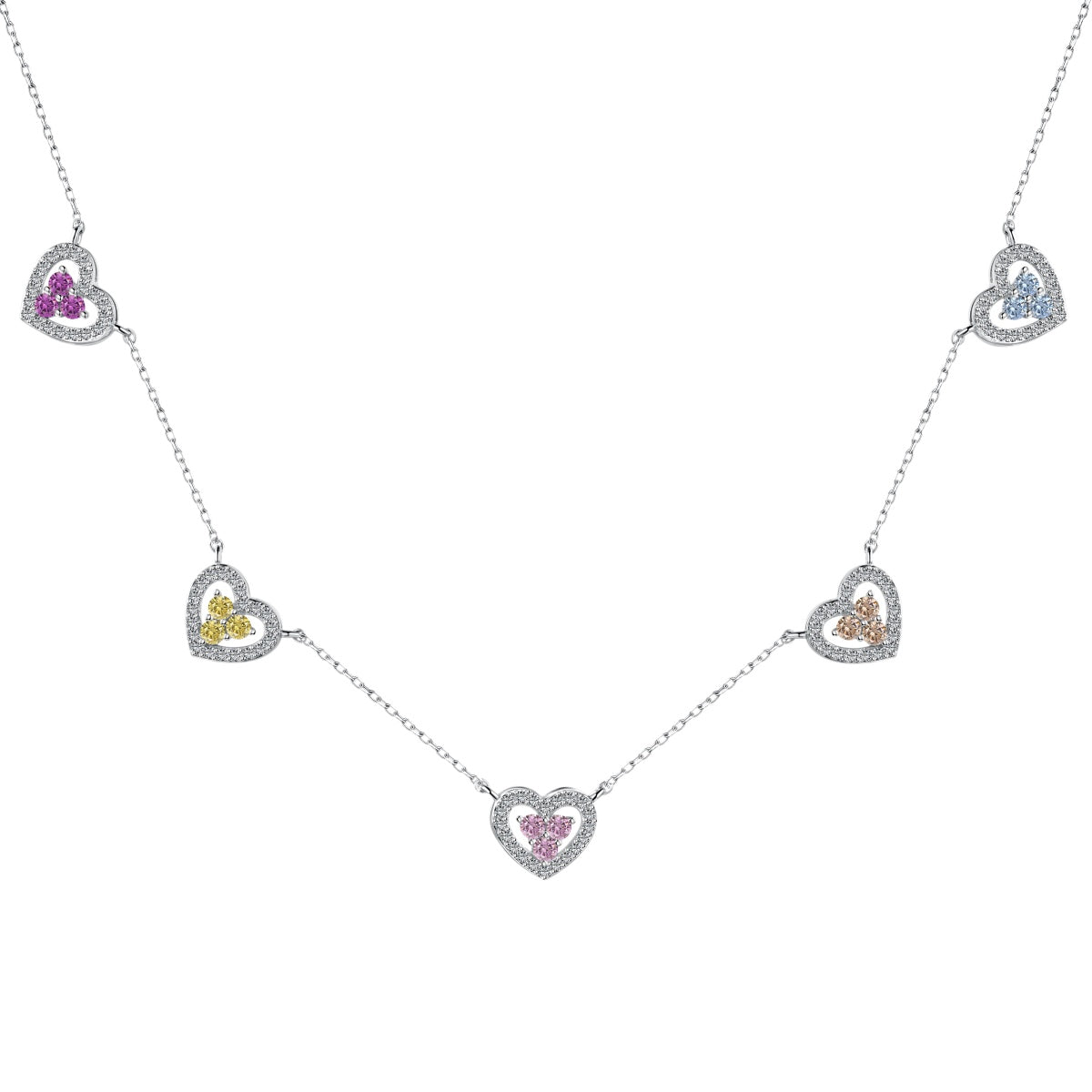 [baslovejewels]Sparkling Five Heart Necklace