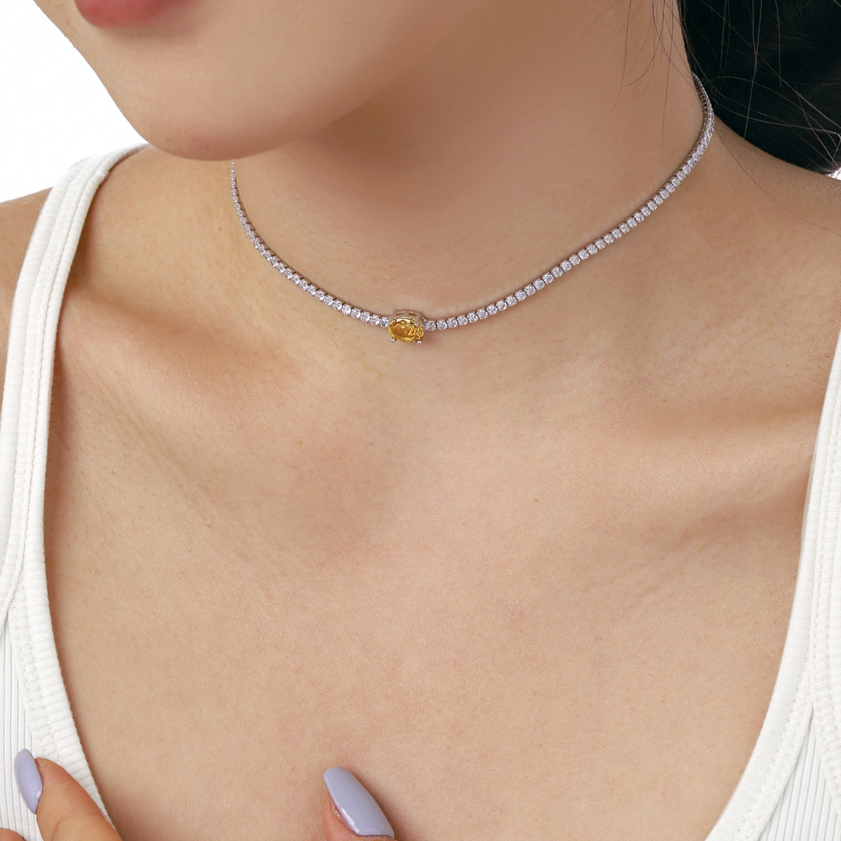 [baslovejewels]1.0 Carat Shining Oval Cut Necklace