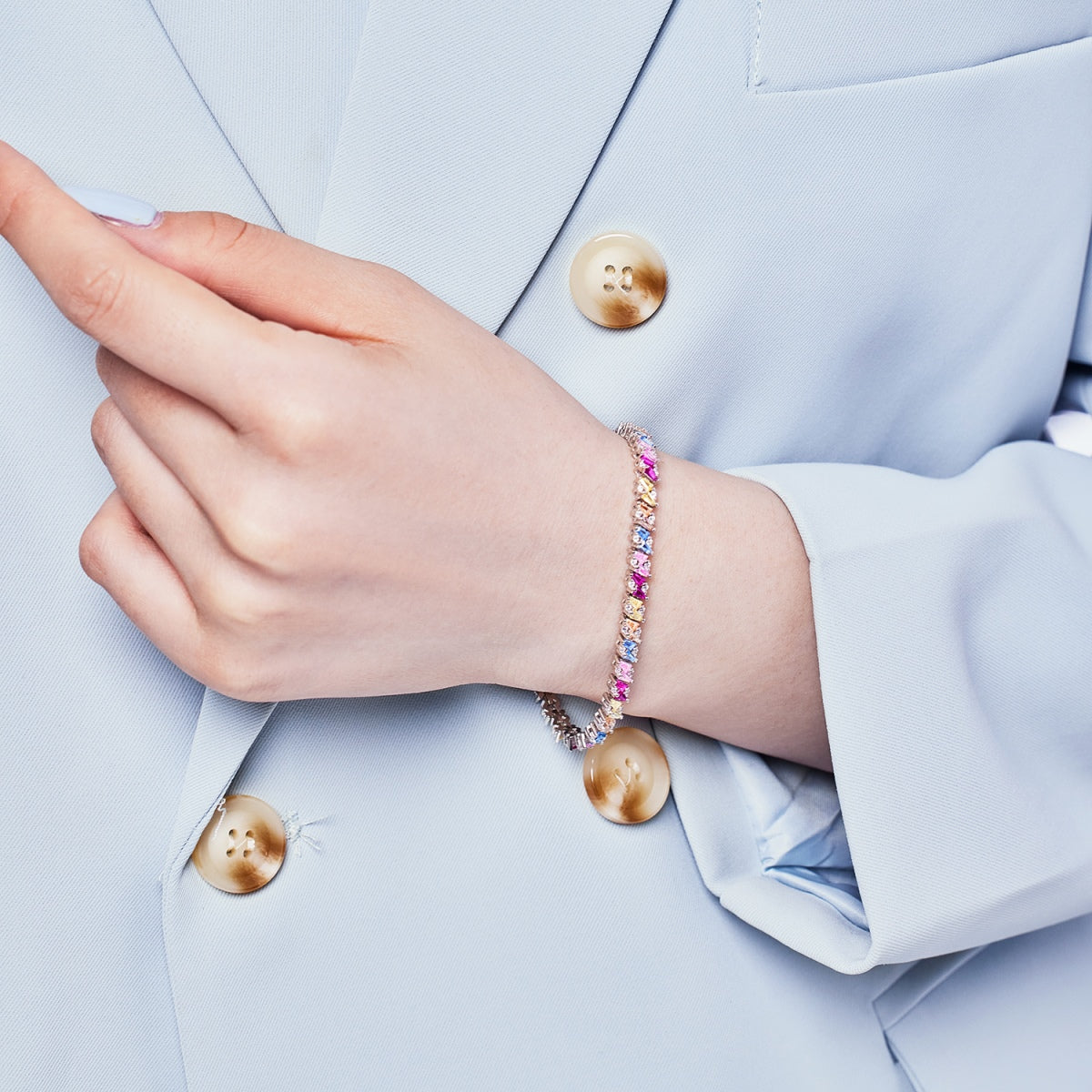 [baslovejewels]Ornate Sparkling Multi Cut Party Bracelet