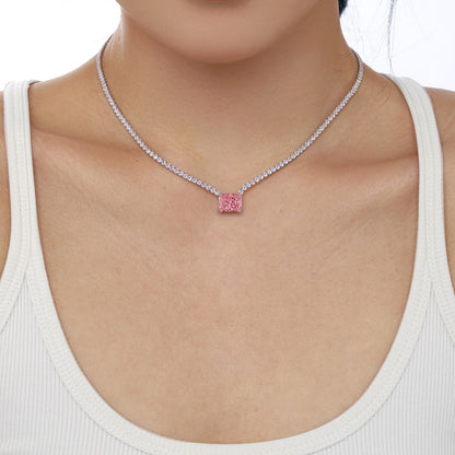 [baslovejewels]4.0 Carat Elegant Radiant Cut Necklace
