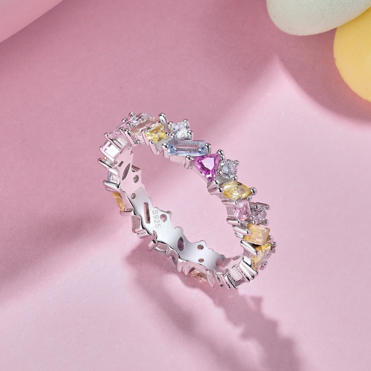 [baslovejewels]Dazzling Polychromatic Multi cut Daily Ring