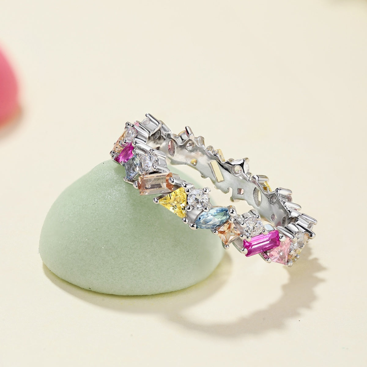 [baslovejewels]Dazzling Polychromatic Multi cut Daily Ring