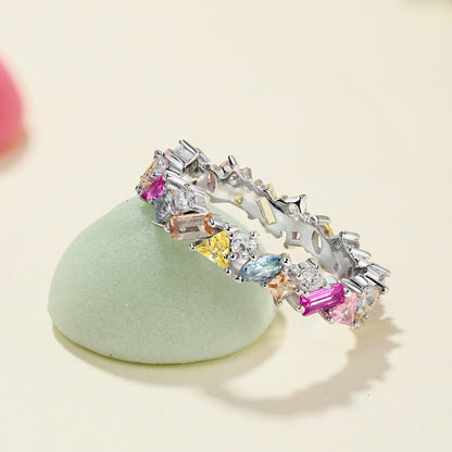 [baslovejewels]Dazzling Polychromatic Multi cut Daily Ring