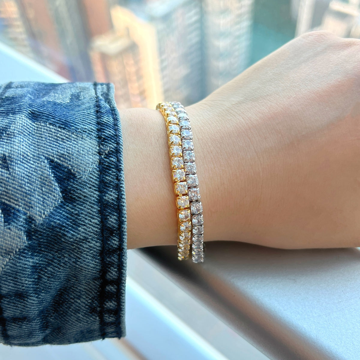 [baslovejewels]Sparkling Radiant Princess Cut Tennis Bracelet