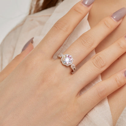 [baslovejewels]Delicate Colorful Round Cut Flower Shape Wedding Ring