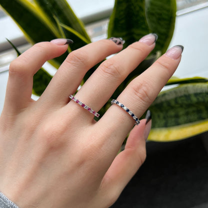 [baslovejewels]Exquisite Colorful Round Cut Tennis Ring