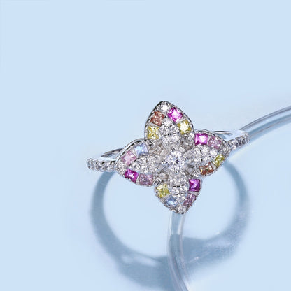 [baslovejewels]Luxurious Colorful Flower Shape Banquet Ring