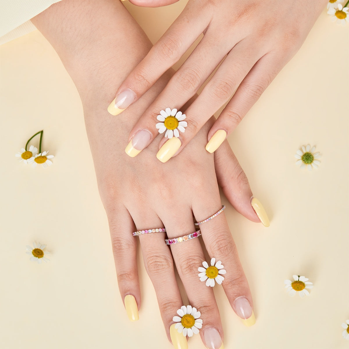 [baslovejewels]Ornate Colorful Round Cut Tennis Ring