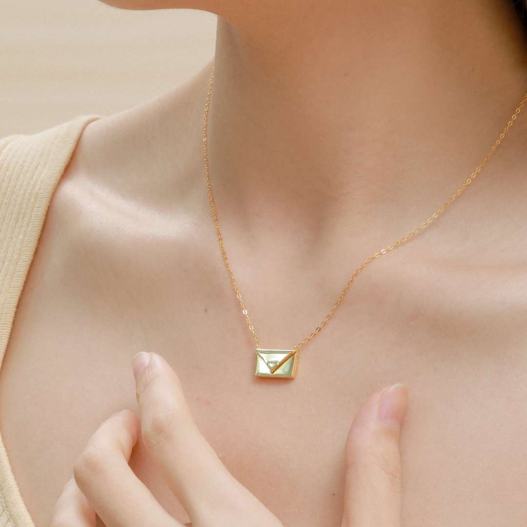 [baslovejewels]Envelope Heart Shape Mother's Day Necklace