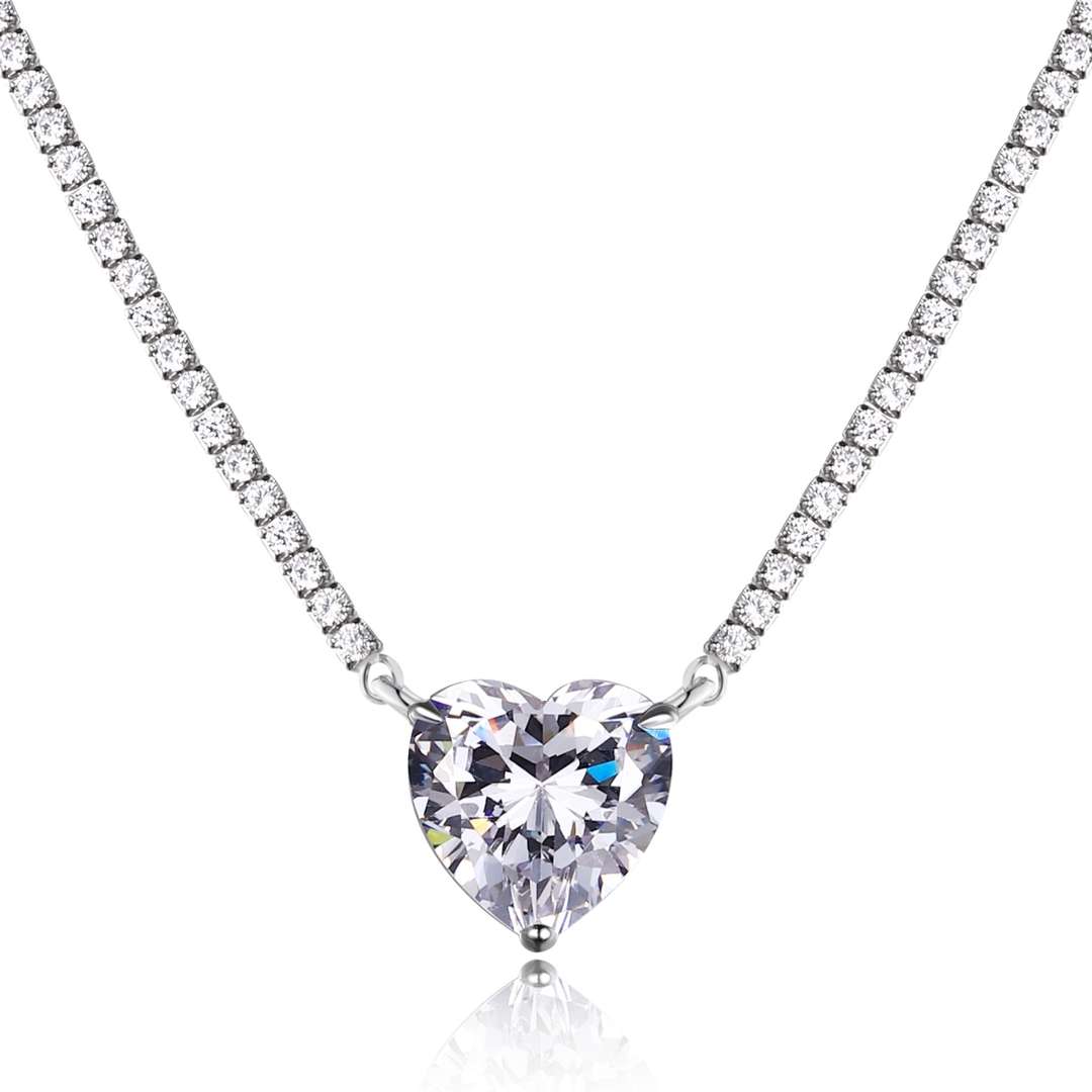 [baslovejewels]8.0 Carat Versatile Colorful Sweet Heart-Shaped Tennis Necklace