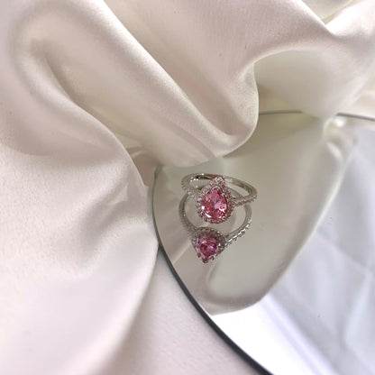 [baslovejewels]1.0 Carat Luxurious Resplendent Water Drop Shape Wedding Ring