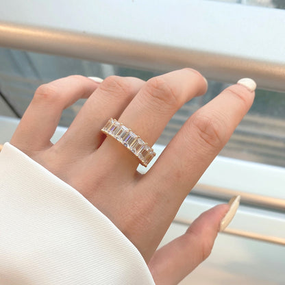 [baslovejewels]0.75 Carat Elegant Emerald Cut Tennis Ring