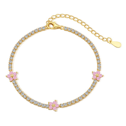 [baslovejewels]Sparkling Flower Shape Tennis Bracelet