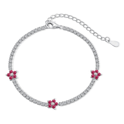 [baslovejewels]Sparkling Flower Shape Tennis Bracelet