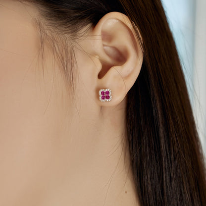 [baslovejewels]Four-Leaf Clover Flower Shaped Earrings