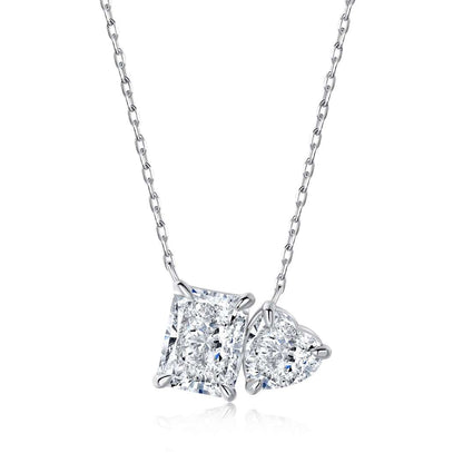 [baslovejewels]Dazzling Square & Heart Shape Necklace