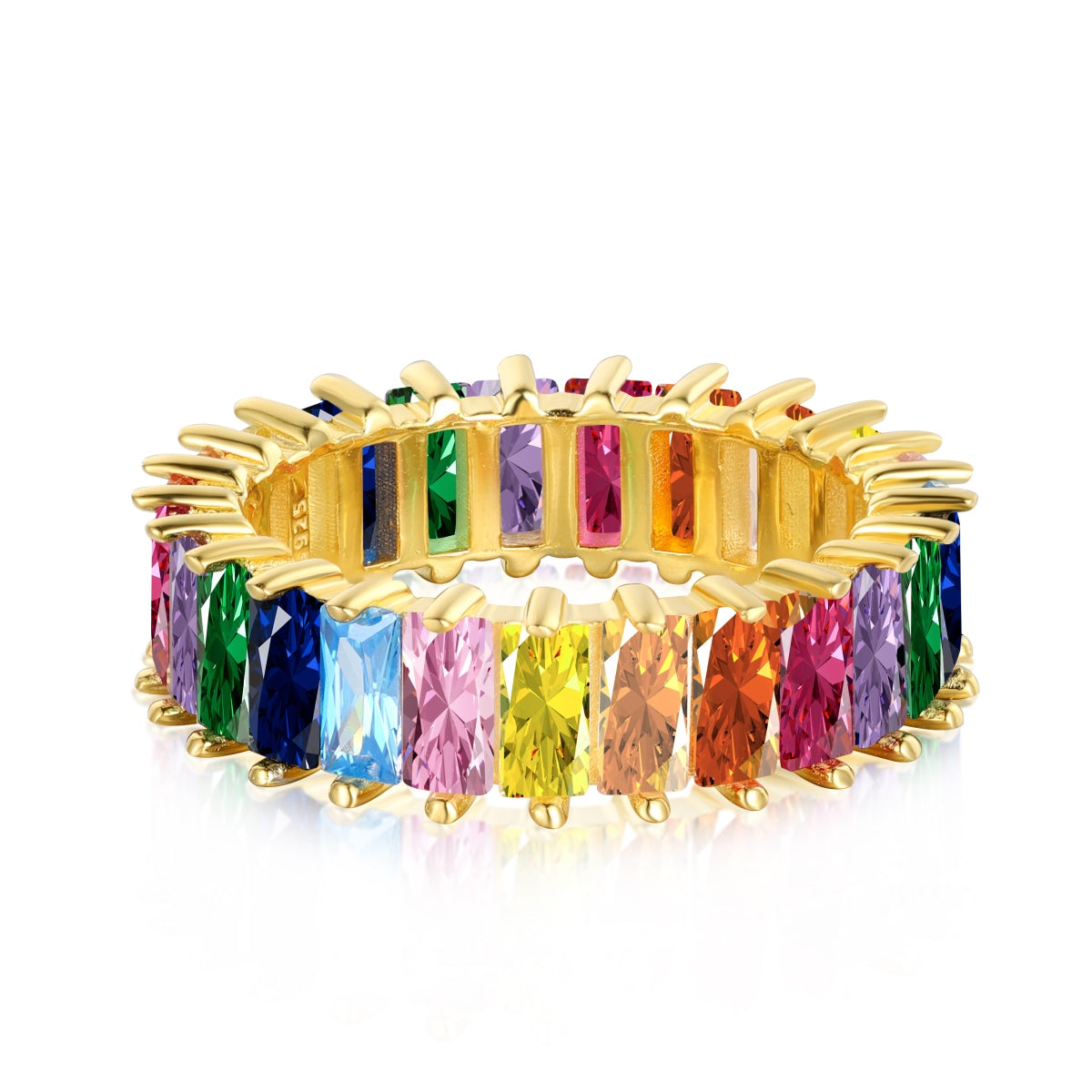 [baslovejewels]Unique Colorful Radiant Cut RIng