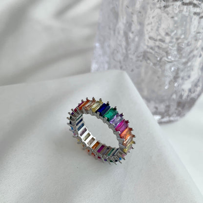 [baslovejewels]Unique Colorful Radiant Cut RIng