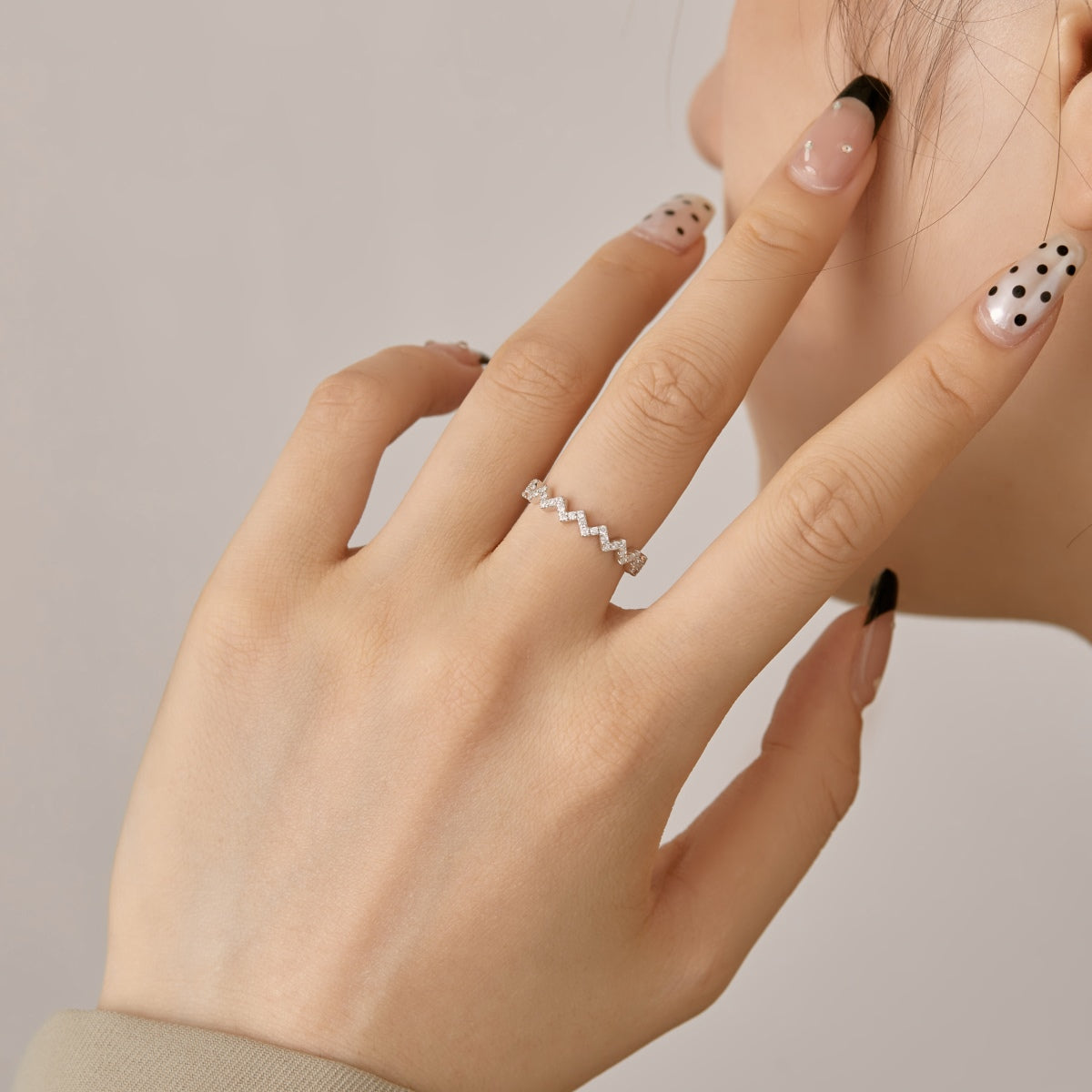 [baslovejewels]Delicate Enchanting Wave Shape Daily Ring