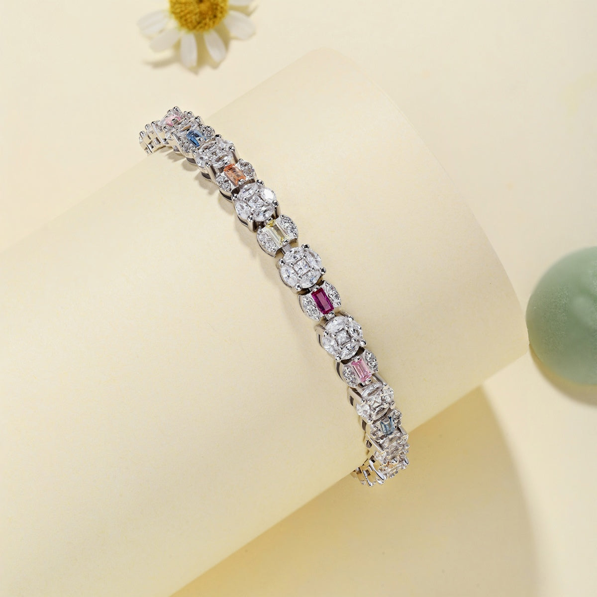 [baslovejewels]Dazzling Radiant Multi Cut Daily Bracelet