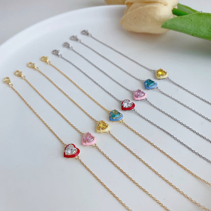 [baslovejewels]Sparkling Romantic Heart Shape Lover Bracelet