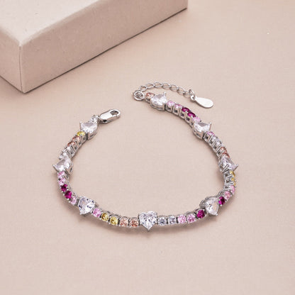 [baslovejewels]Romantic Heart Shape Round Cut Lover Bracelet