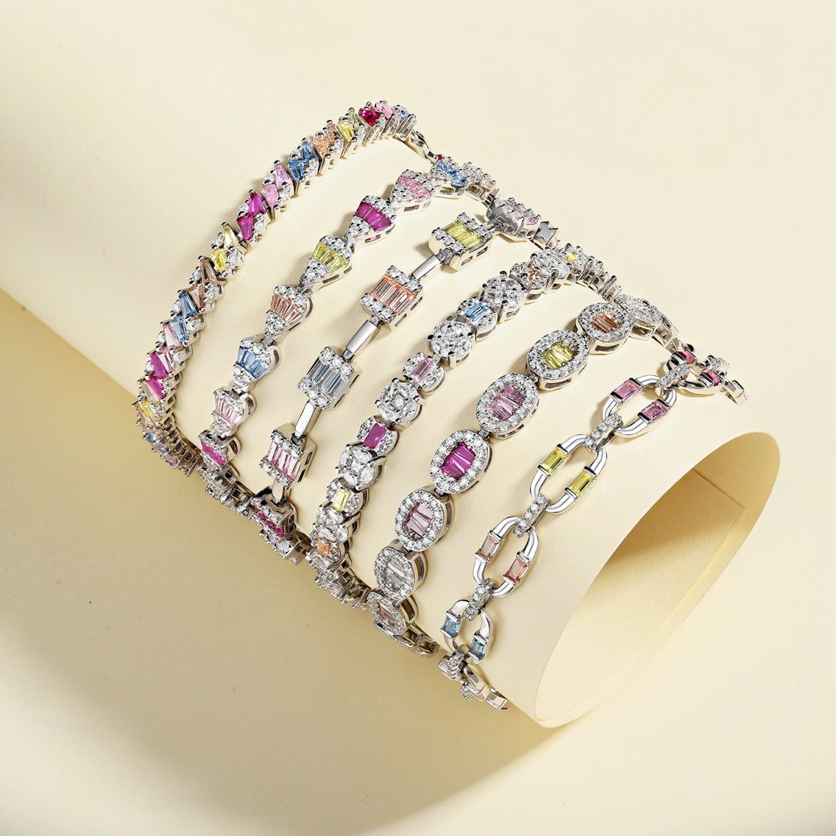 [baslovejewels]Ornate Sparkling Multi Cut Party Bracelet