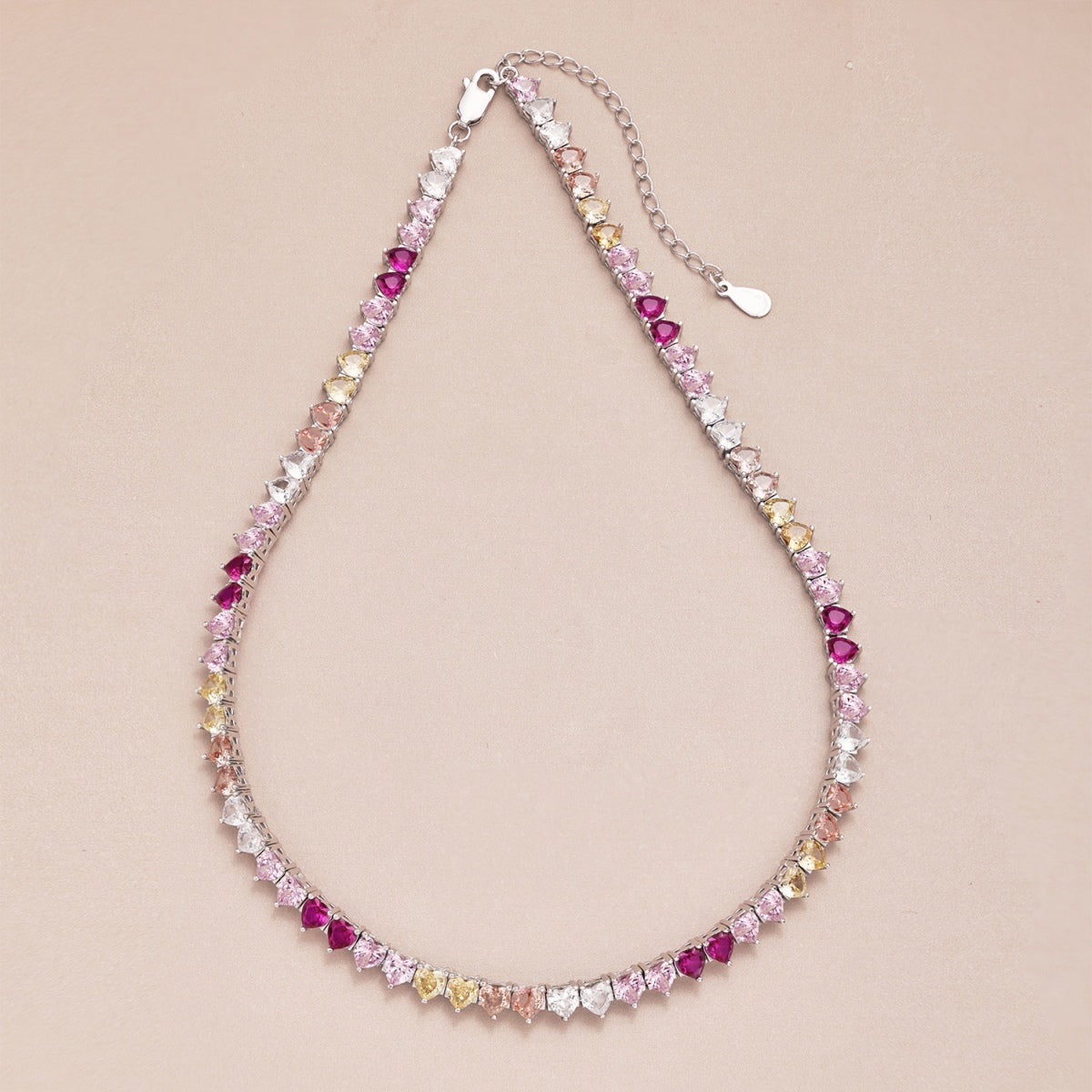 [baslovejewels]Sparkling Colorful Full Heart Tennis Necklace