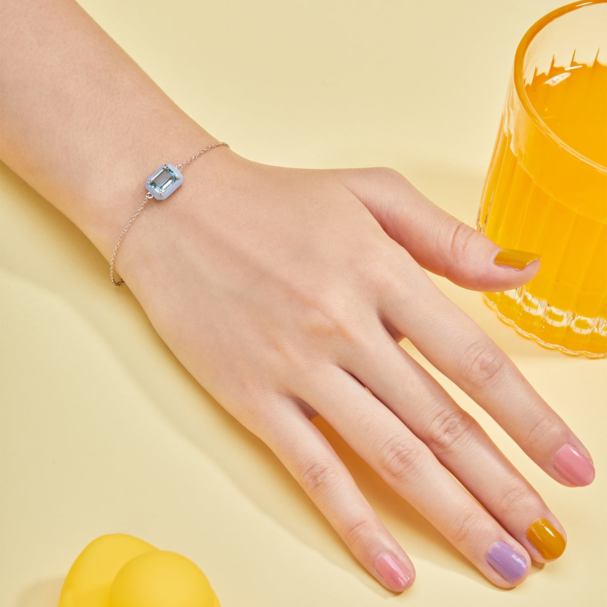 [baslovejewels]2.0 Carat Sparkling Colorful Emerald Cut Daily Bracelet