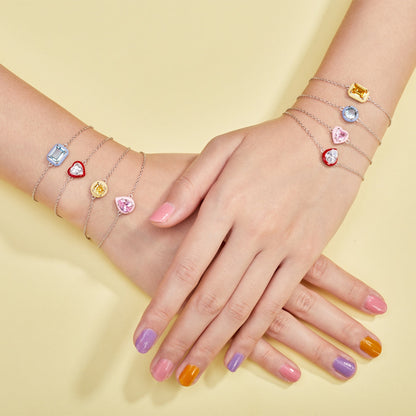 [baslovejewels]2.0 Carat Sparkling Colorful Emerald Cut Daily Bracelet