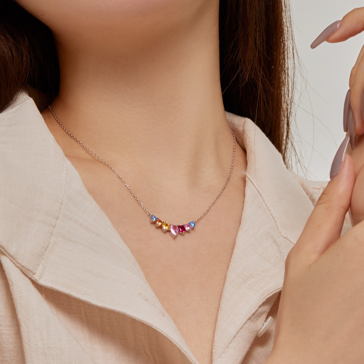 [baslovejewels]Dainty Colorful Heart Necklace