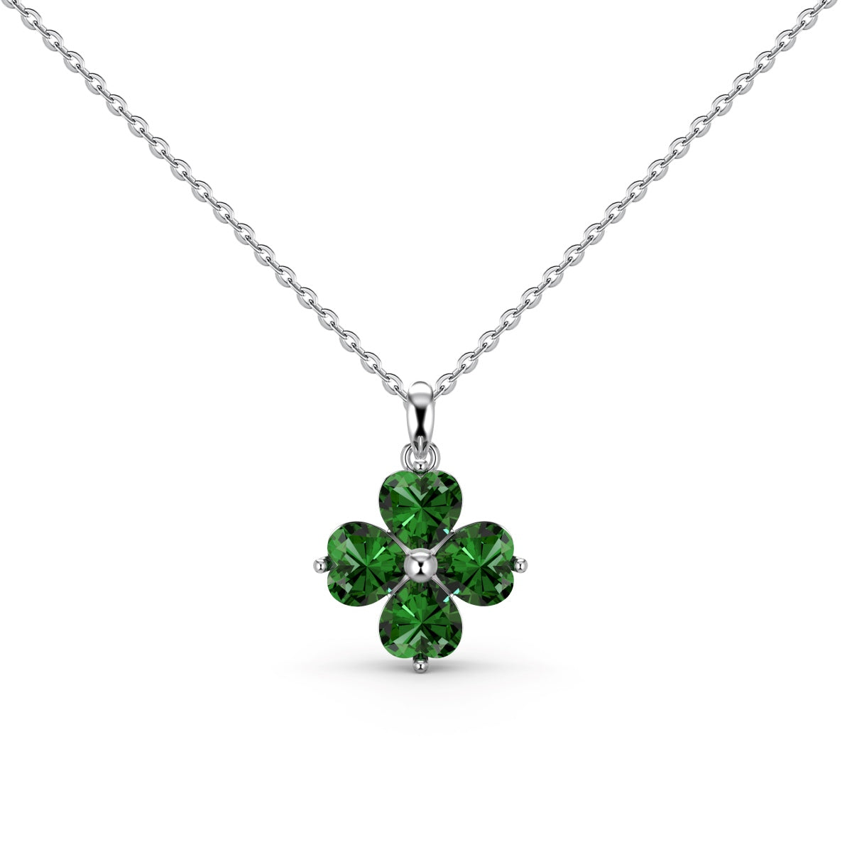 [baslovejewels]Heart-Shaped Four-Leaf Clover Bead Necklace