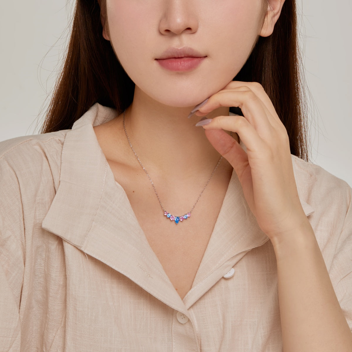 [baslovejewels]Dainty Colorful Heart Necklace