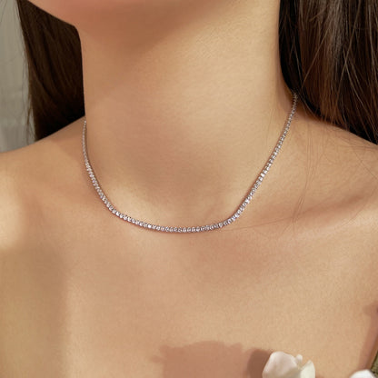 [baslovejewels]Delicate Round Shape Tennis Necklace