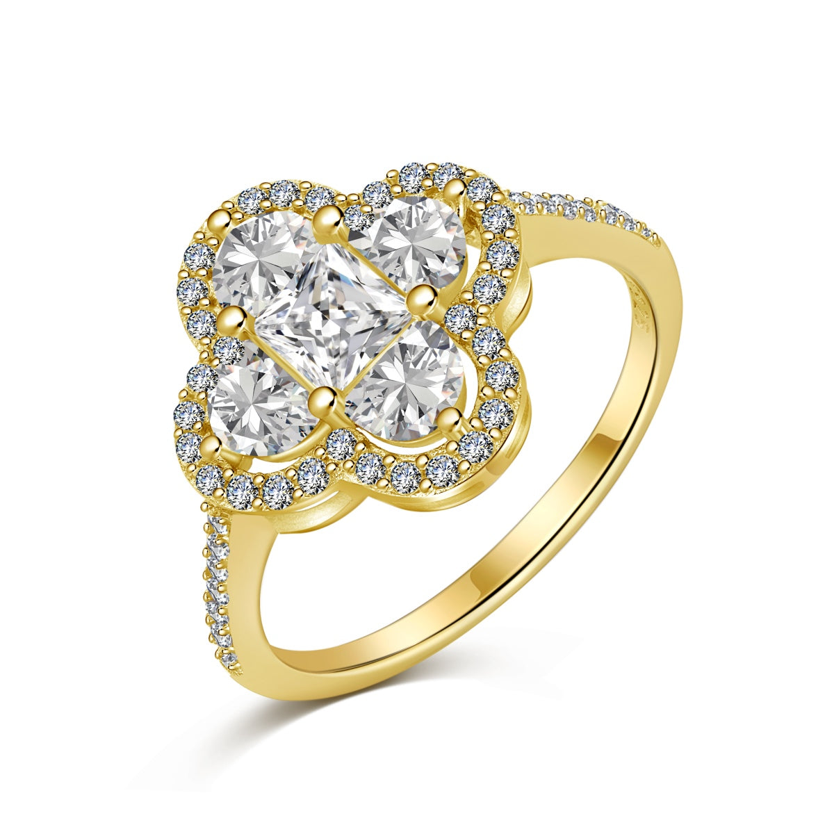 [baslovejewels]Luxurious Eternity Flower Shape Banquet Ring
